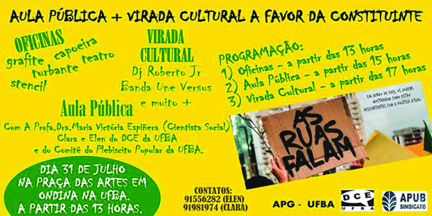 Aula pública e virada cultural a favor da constituinte