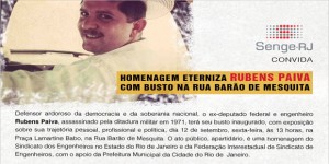 Rubens Paiva é eternizado com busto na Rua Barão de Mesquita, RJ