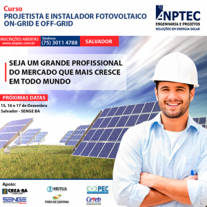 Curso de Projetista e Instalador Fotovoltaico On-grid e Off-grid