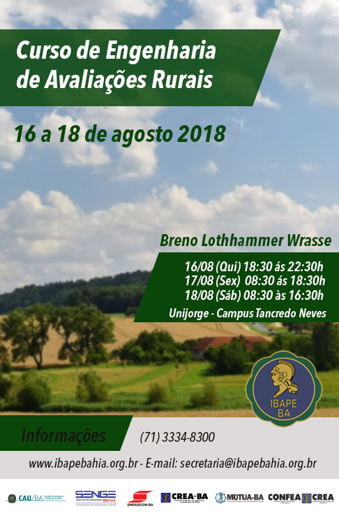 Curso Engenharia de Avaliações Rurais (Módulo I) – Bases normativas e técnicas e introdução ao uso da inferência estatística