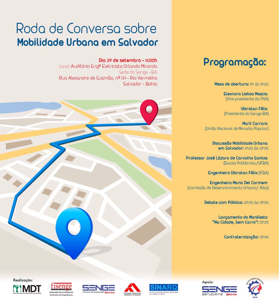 Senge-BA promove roda de conversa sobre Mobilidade Urbana em Salvador