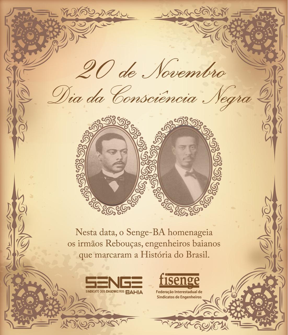 No Dia da Consciência Negra, o Senge-BA homenageia os irmãos Rebouças