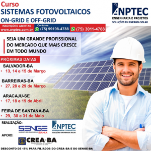 Novas datas do Curso Sistemas Fotovoltaicos