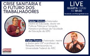 “Crise sanitária e o futuro dos trabalhadores” em debate com os historiadores Helder Molina e Valter Pomar
