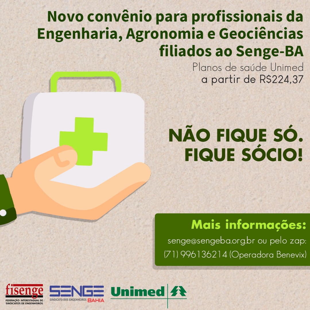 Orientações para adesão ao convênio de plano saúde entre o Senge Bahia e Unimed/Benevix