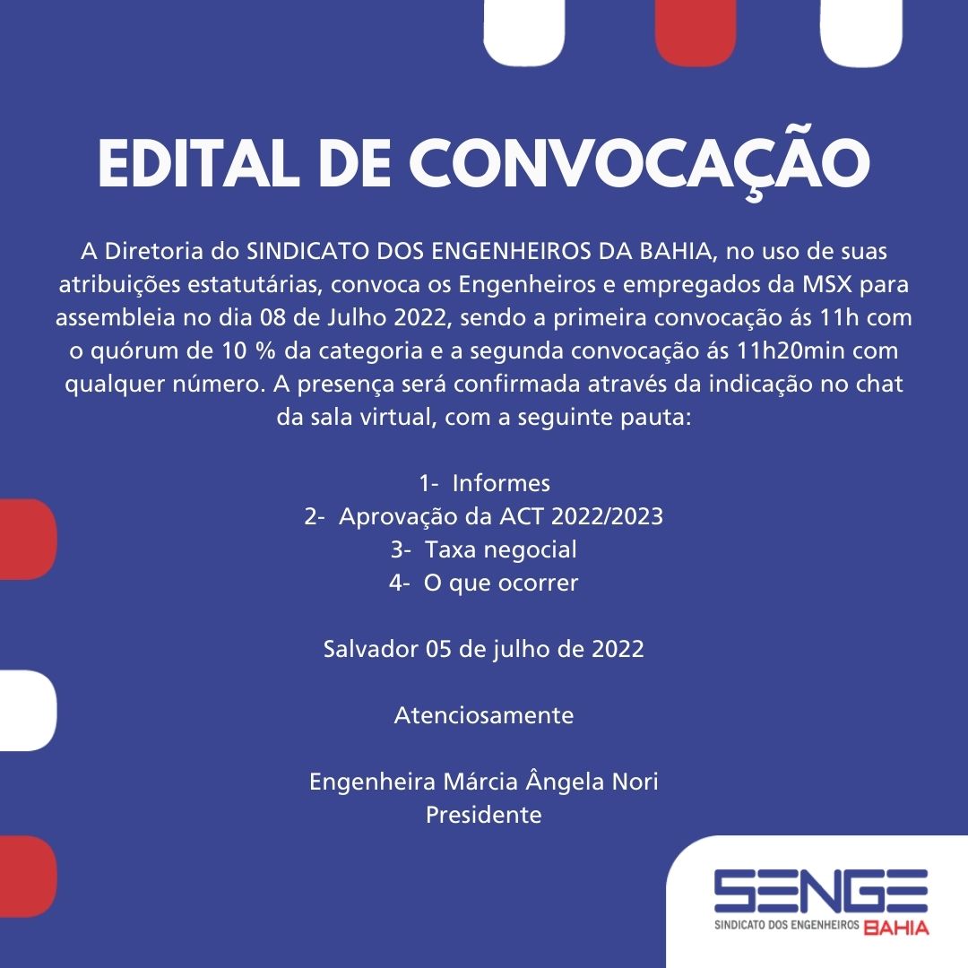 Edital de Convocação: Assembleia MSX
