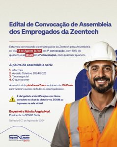 Edital de Convocação de Assembleia dos Empregados da Zeentech