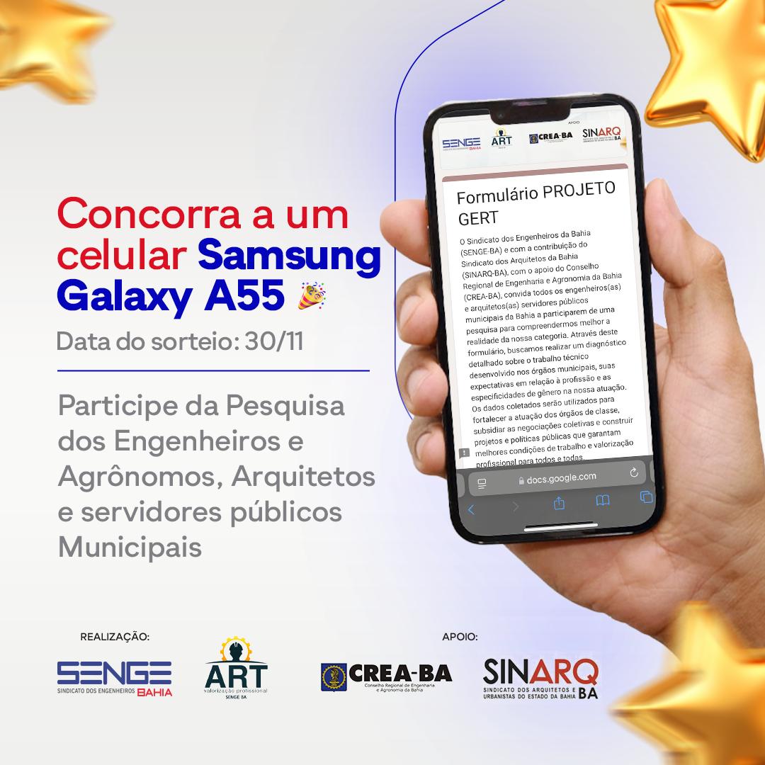 Responda ao formulário e concorra a um Smartphone Samsung Galaxy A55!