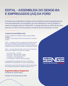 EDITAL – ASSEMBLEIA DO SENGE-BA E EMPREGADOS(AS) DA FORD