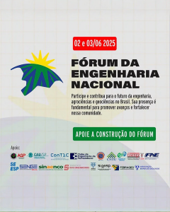 O Senge-BA é parceiro na realização da 1ª Reunião Anual do Fórum da Engenharia Nacional, que acontece nos dias 02 e 03 de junho de 2025, no Clube de Engenharia do Brasil, no Rio de Janeiro.