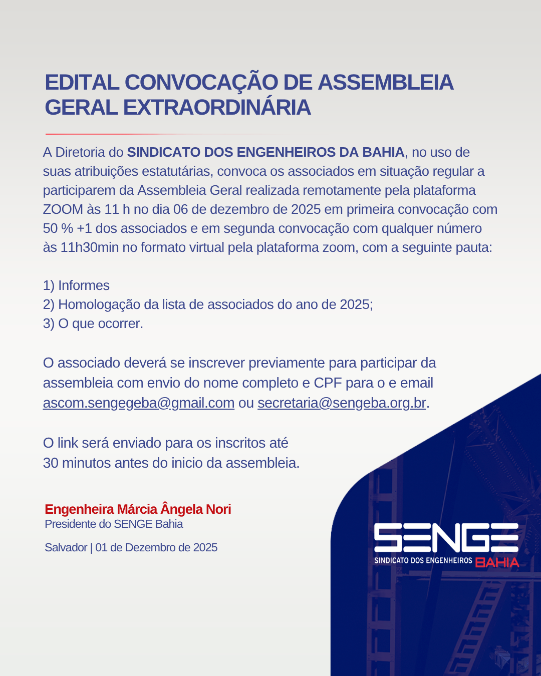 EDITAL CONVOCAÇÃO DE ASSEMBLEIA GERAL EXTRAORDINÁRIA